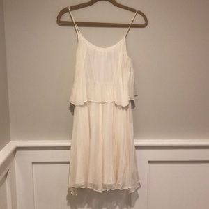 Halston Heritage Pleated Flounce Popover Dress